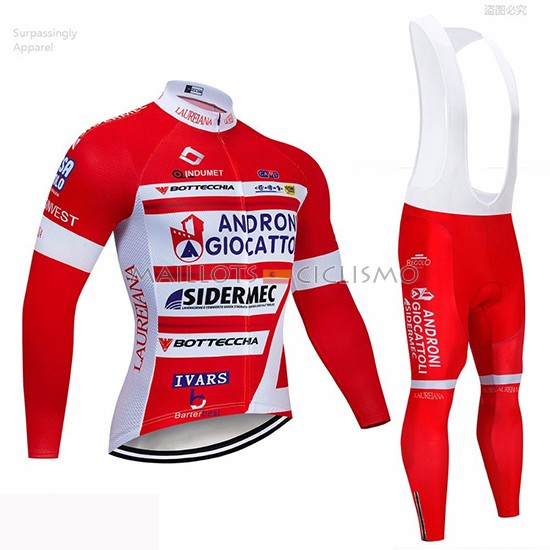 2019 Maillot Androni Giocattoli Tirantes Mangas Largas Rojo Blanco